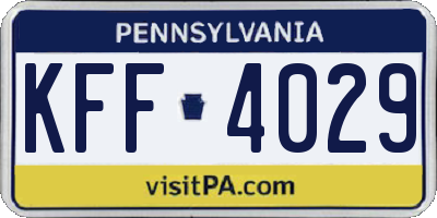 PA license plate KFF4029