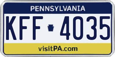 PA license plate KFF4035
