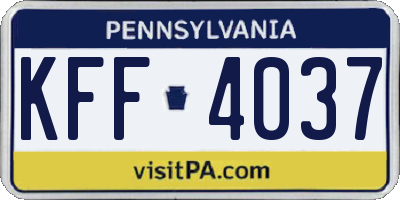 PA license plate KFF4037