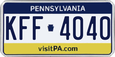 PA license plate KFF4040