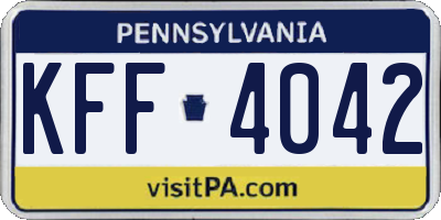 PA license plate KFF4042