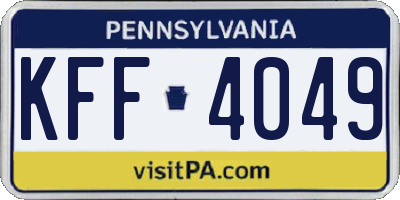 PA license plate KFF4049