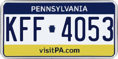 PA license plate KFF4053