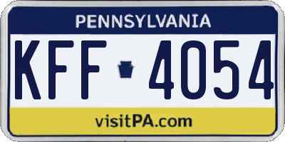 PA license plate KFF4054