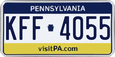 PA license plate KFF4055