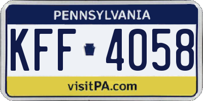 PA license plate KFF4058