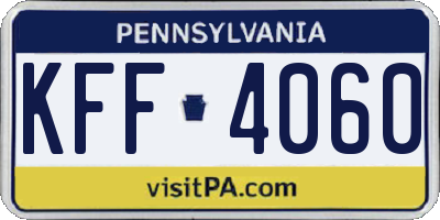 PA license plate KFF4060