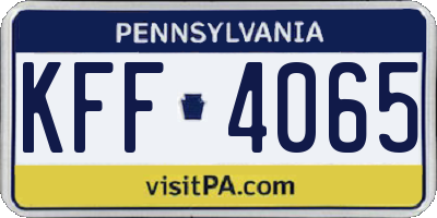 PA license plate KFF4065