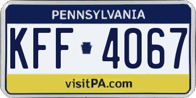 PA license plate KFF4067