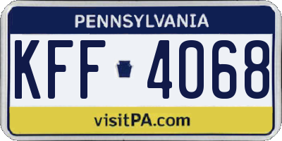 PA license plate KFF4068