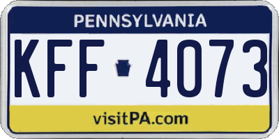 PA license plate KFF4073