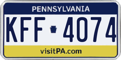 PA license plate KFF4074