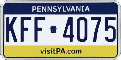 PA license plate KFF4075