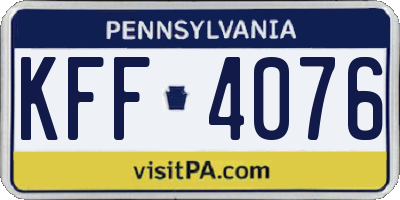 PA license plate KFF4076