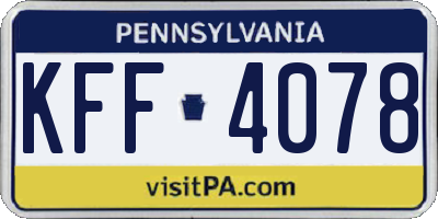 PA license plate KFF4078