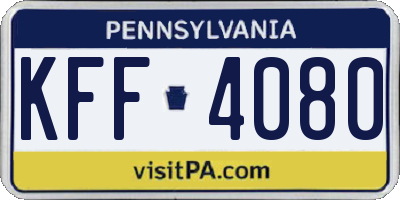 PA license plate KFF4080