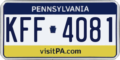 PA license plate KFF4081