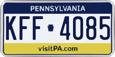 PA license plate KFF4085