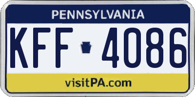 PA license plate KFF4086