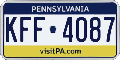 PA license plate KFF4087