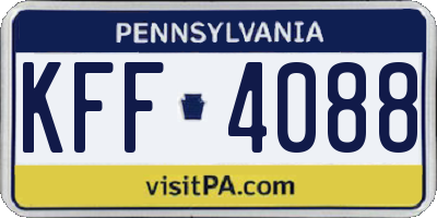 PA license plate KFF4088