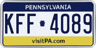 PA license plate KFF4089