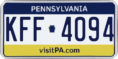PA license plate KFF4094