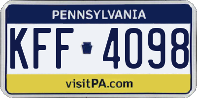 PA license plate KFF4098