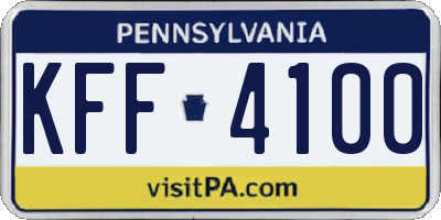 PA license plate KFF4100