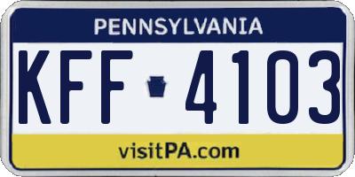 PA license plate KFF4103