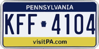 PA license plate KFF4104