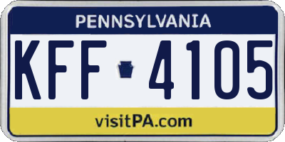 PA license plate KFF4105