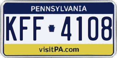 PA license plate KFF4108