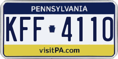 PA license plate KFF4110