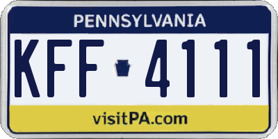 PA license plate KFF4111