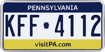 PA license plate KFF4112