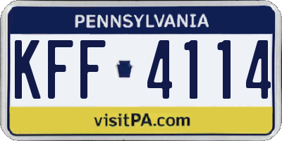 PA license plate KFF4114