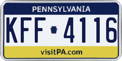 PA license plate KFF4116