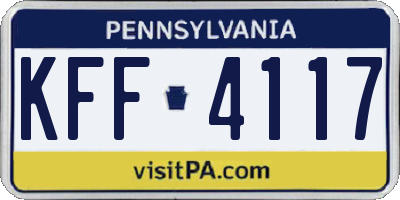 PA license plate KFF4117