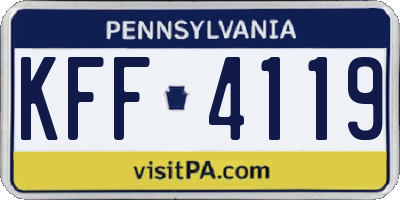 PA license plate KFF4119