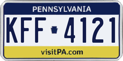 PA license plate KFF4121