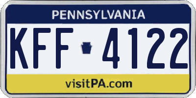 PA license plate KFF4122
