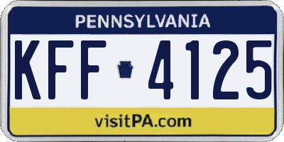 PA license plate KFF4125