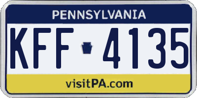 PA license plate KFF4135