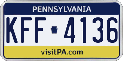 PA license plate KFF4136