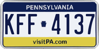 PA license plate KFF4137