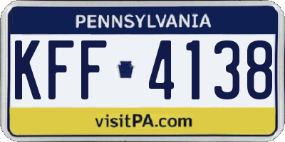 PA license plate KFF4138