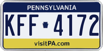 PA license plate KFF4172