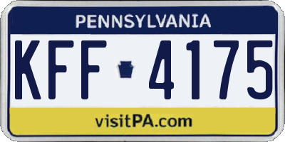 PA license plate KFF4175