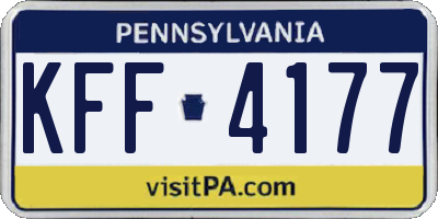 PA license plate KFF4177
